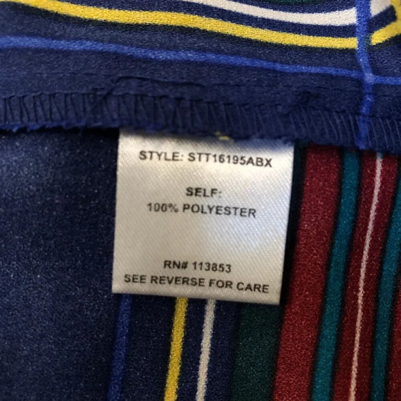 Sugarlips Plus Long Sleeve Mock Neck Navy Blue Plaid Top w/ Ruffle Details - Picture 8 of 9